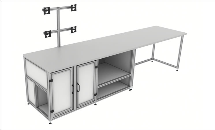 Work Station with monitor mounts , Estación de trabajo con sorportes para monitor