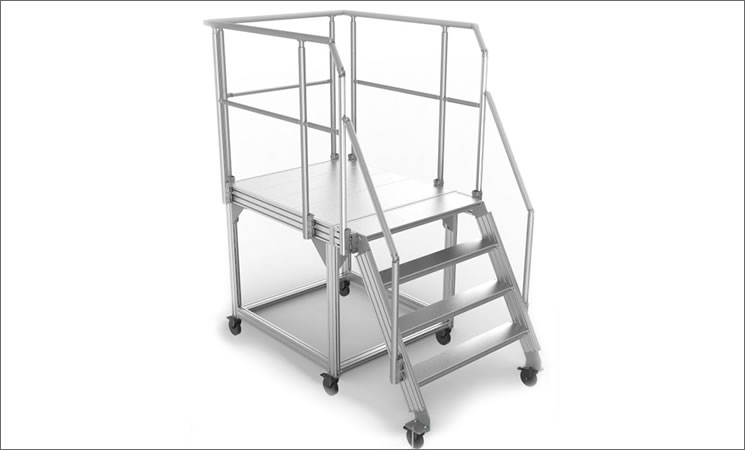 Mobile Stairway with locking wheels - Escalera móvil con llantas de bloqueo