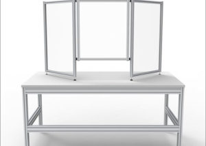 Three-Panel Protective Barrier with Pass Through