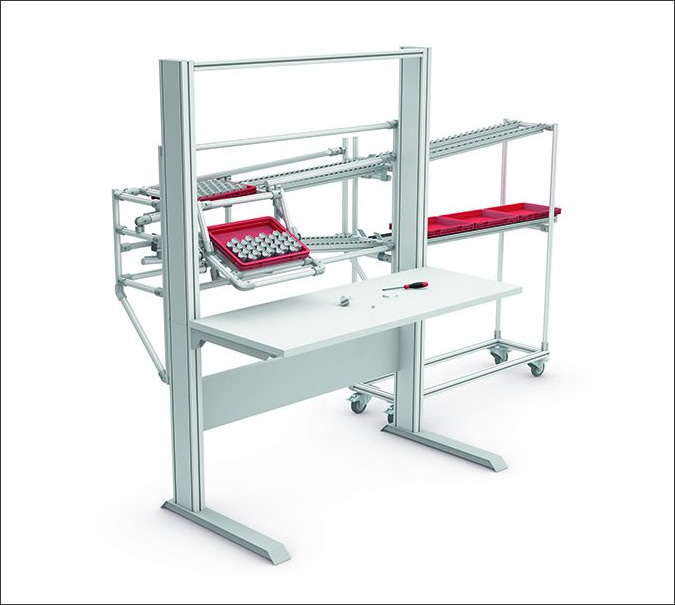 Bench with optimised container handling