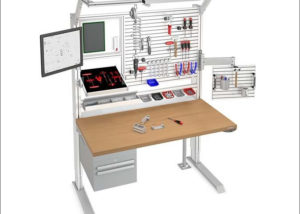 Ergonomic work bench with customized tool organization