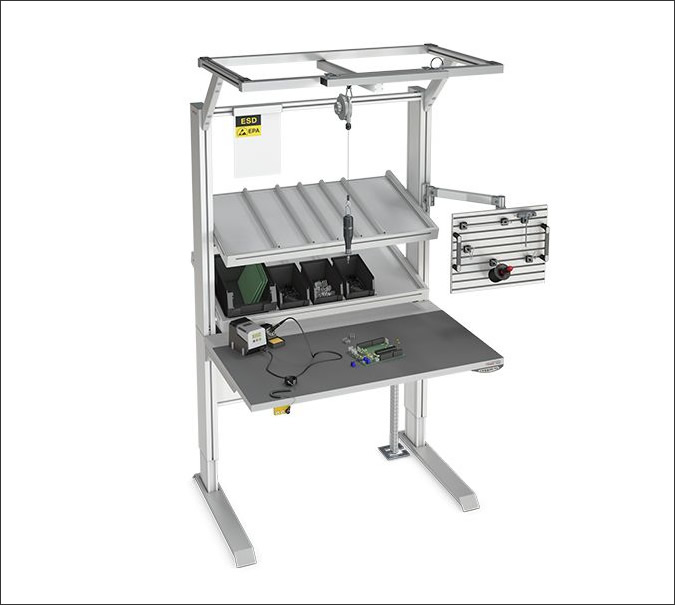 Work bench with ESD protection for an EPA zone