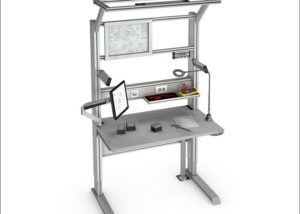 Precision work bench with a compressed air connection