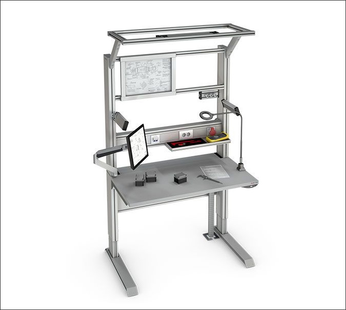 Precision work bench with a compressed air connection