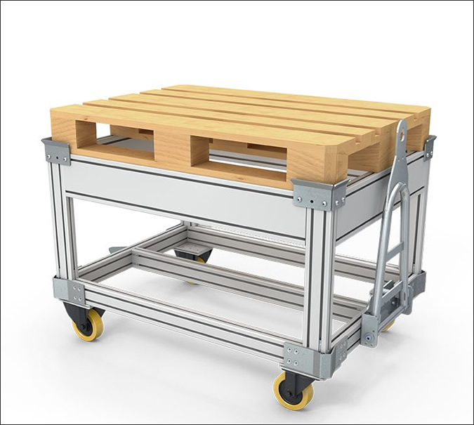 Transport trolley for euro-pallets