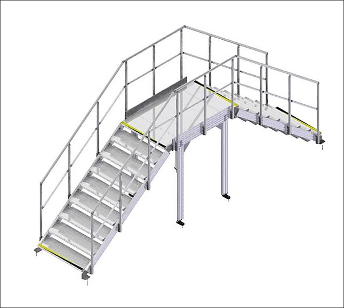 Bridge with platform and stairs - Puente con plataforma y escaleras