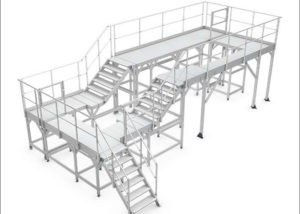 All-round assembly platform with two levels - Plataforma de dos niveles con escaleras