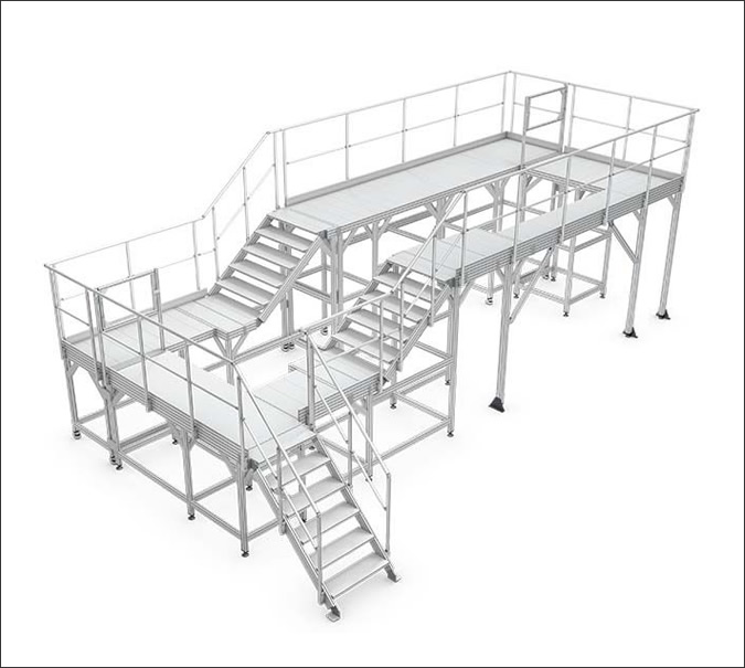 All-round assembly platform with two levels - Plataforma de dos niveles con escaleras