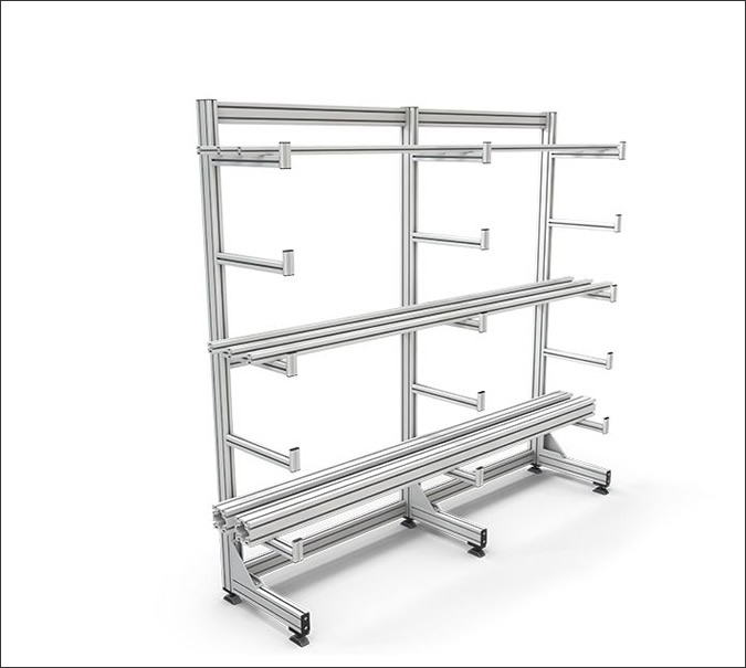 Rack with brackets for for the storage of lengthy products - Rack con soportes para almacenar productos lagos