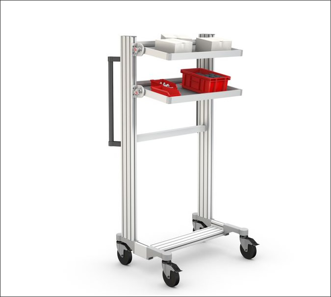 Cart with two trays for material supply - Carrito con dos bandejas para suministro de material