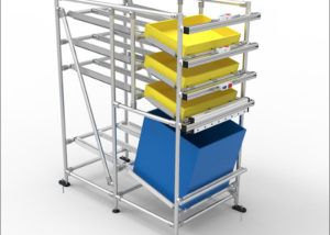 Rack designed to supply production line materials in a specific order - Rack Secuenciado para suministrar materiales de línea de producción