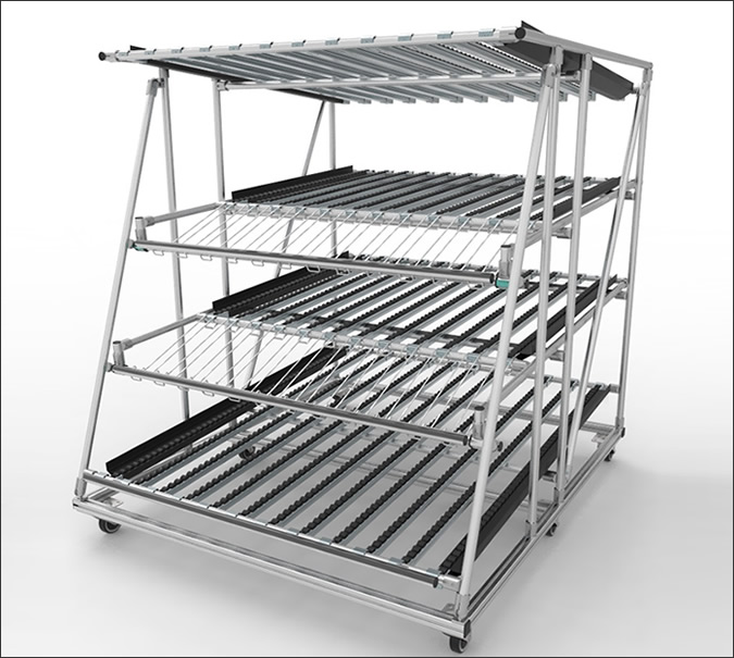 Gravity Flow Rack with Tool Panel - Rack de Flujo de Gravedad con panel de herramientas