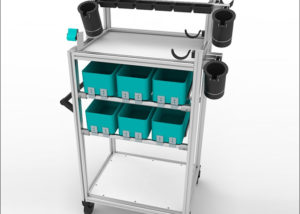 Rack with containers for screws - Rack con contenedores para almacenar tornillos