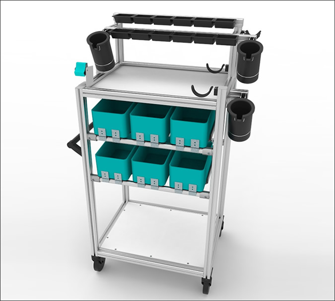 Rack with containers for screws - Rack con contenedores para almacenar tornillos