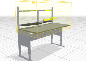 Una mesa de trabajo con seguridad ESD para zona EPA