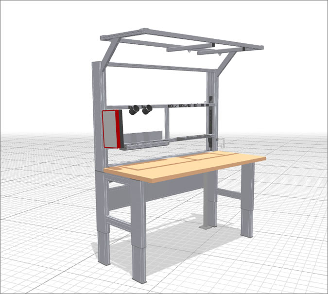 Work Bench with Four electrically height-adjustable Lifting Columns for  load-carrying capacity