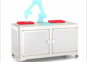 Workstation for cobot with two-door cabinet ,Isla para robot con gabinete incluido