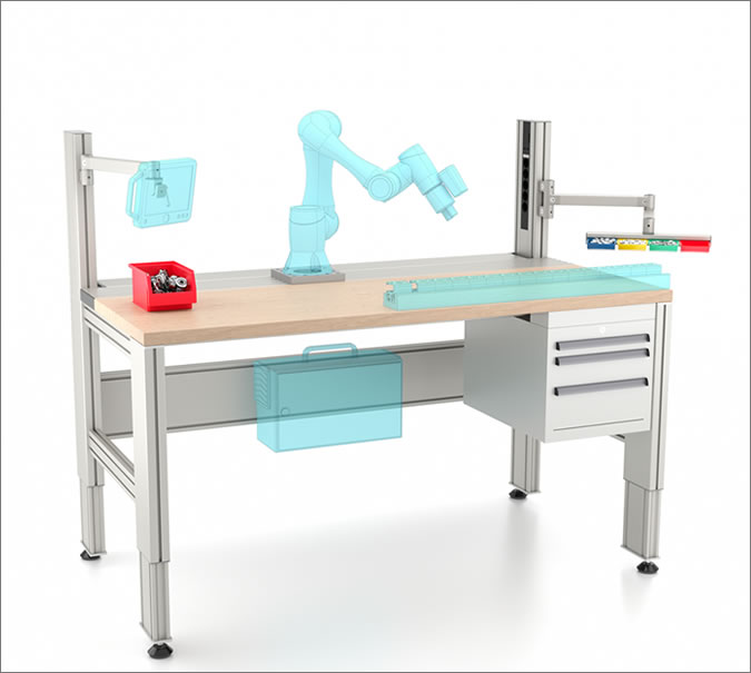 Expandable work bench for cobot integration