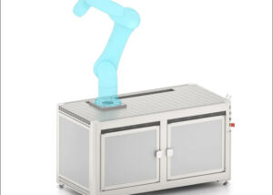 Robot workstation for stationary use