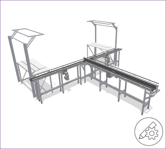 Parallel production with conveyor belts in a Т-configuration