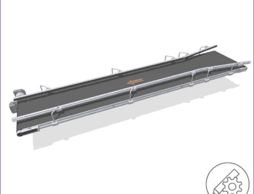 Flat Belt Conveyor with railing and funnel – accumulating