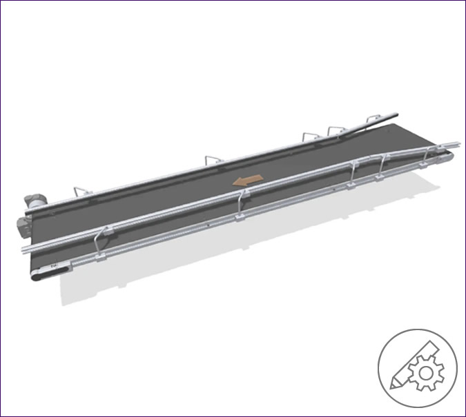 Flat Belt Conveyor with railing and funnel – accumulating