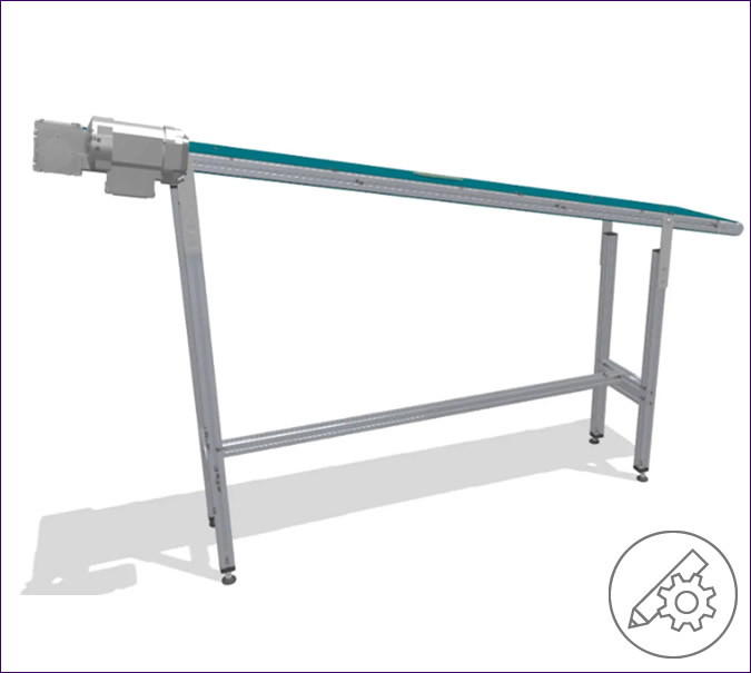Flat Belt Conveyor with 10° incline - non-accumulating