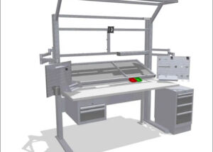 Assembly workstation with material supply from rear