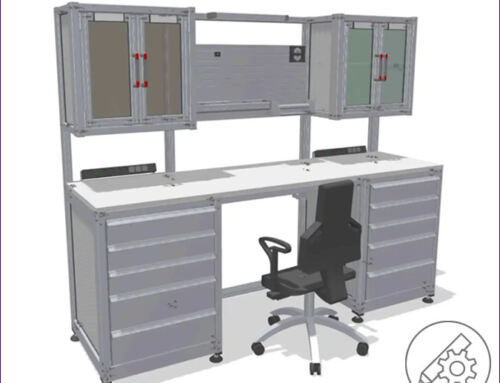 Workbench with wall cabinets and drawers