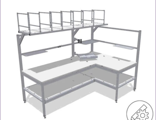 L-shaped table for packaging tasks