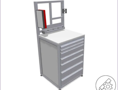Drawer unit with work surface and upright