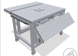 Estación de trabajo para robot con superficie de trabajo ampliable