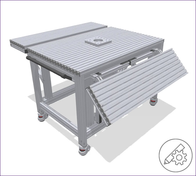 Robot workstation with expandable work surface