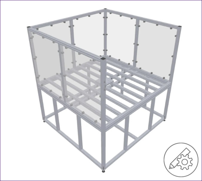 Partially enclosed robot cell