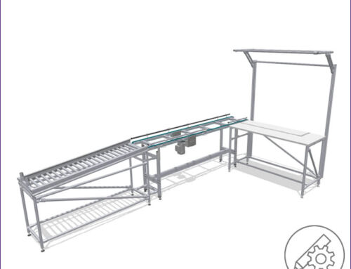 Workstation with conveyor belt and material buffer