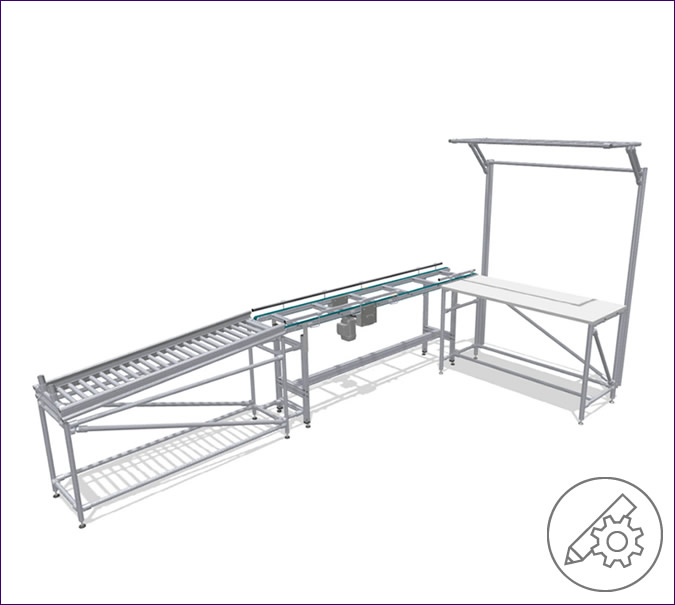 Workstation with conveyor belt and material buffer