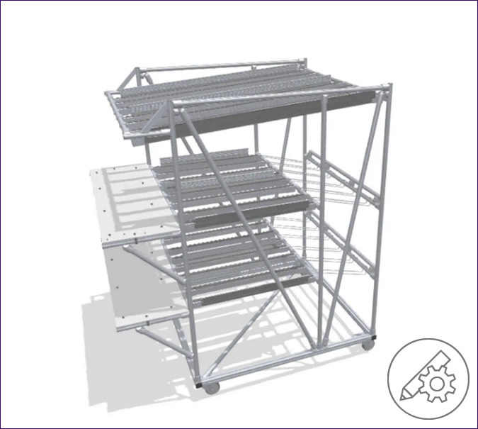 Mobile FIFO rack with work decks